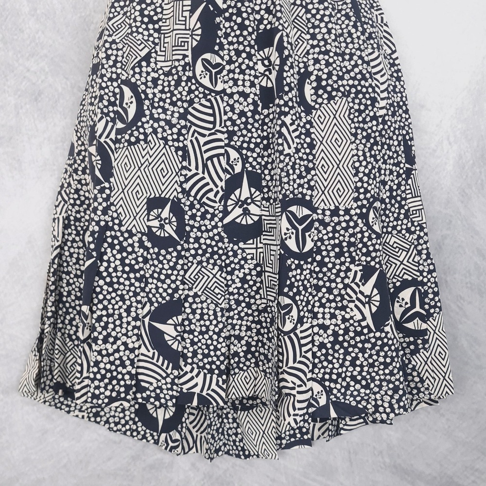 Vintage Escada Skirt Womens 34 Silk Pleated Geometric Blue Quiet Luxury - Picture 4 of 16